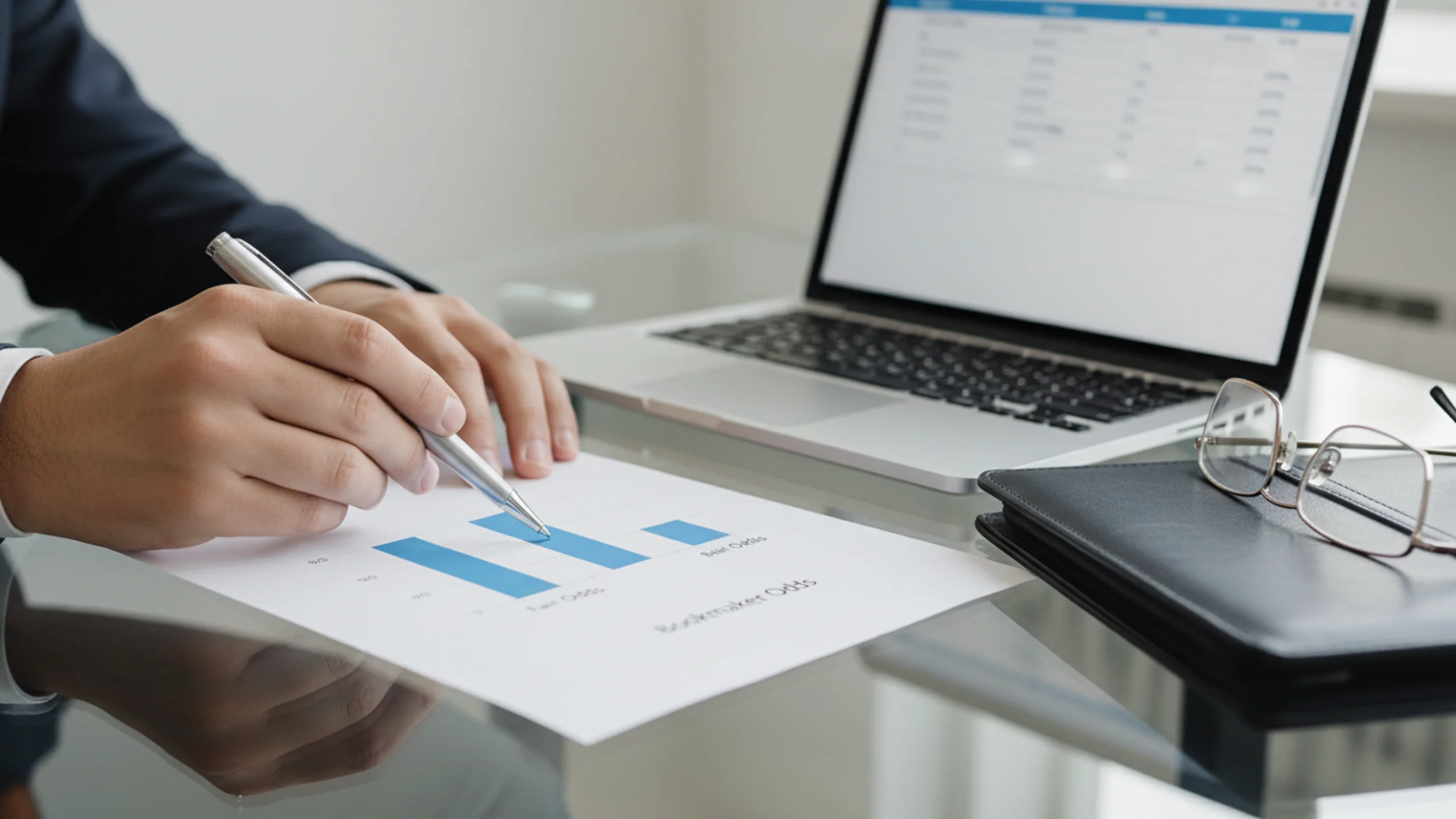 Professional analyst reviewing document comparing fair odds versus bookmaker odds margin chart